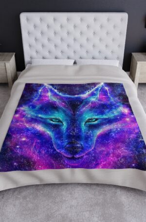 Electronic Wolf Crushed Velvet Blanket